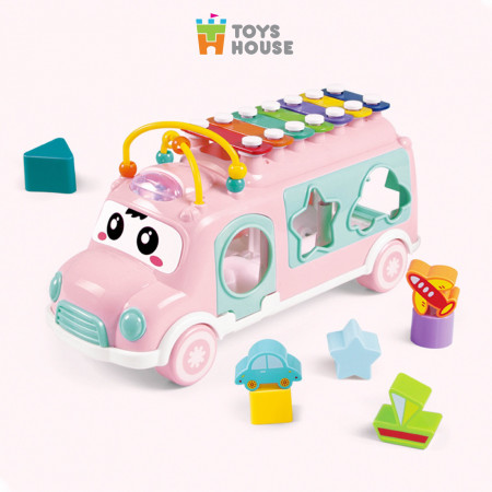 Đồ chơi tiền giáo dục cho bé - ô tô thả khối kết hợp đàn gõ Xylophone ToysHouse HE8036