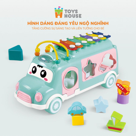 Đồ chơi tiền giáo dục cho bé - ô tô thả khối kết hợp đàn gõ Xylophone ToysHouse HE8036