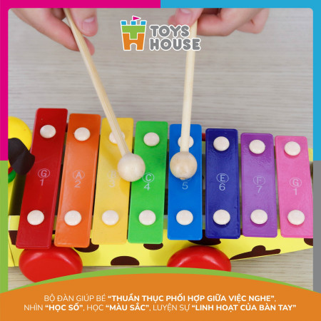 Đàn gõ xylophone hình cún con cầu vồng Toyshouse 1152