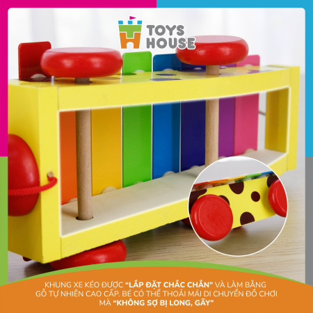 Đàn gõ xylophone hình cún con cầu vồng Toyshouse 1152