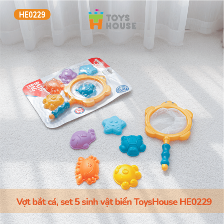 Vợt bắt cá, set 5 sinh vật biển ToysHouse HE0229