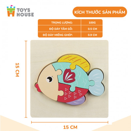 Đồ chơi ghép hình gỗ 3D - đồ chơi gỗ thông minh Toys House nhân vật hoạt hình ngộ nghĩnh, màu sắc đa dạng