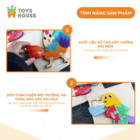 Đồ chơi ghép hình gỗ 3D - đồ chơi gỗ thông minh Toys House nhân vật hoạt hình ngộ nghĩnh, màu sắc đa dạng