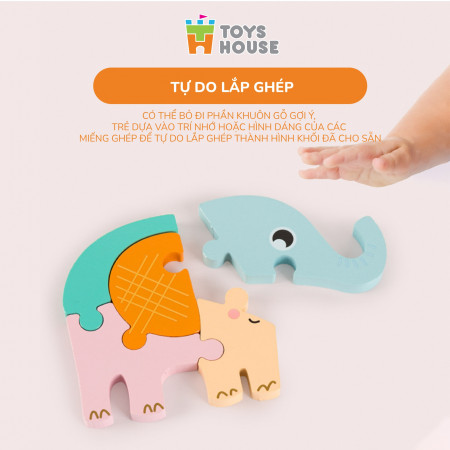 Đồ chơi ghép hình gỗ 3D - đồ chơi gỗ thông minh Toys House nhân vật hoạt hình ngộ nghĩnh, màu sắc đa dạng