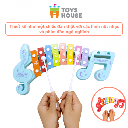 Đồ chơi đàn gõ Xylophone cho bé 8 phím hình nốt nhạc Toyshouse 683-2 màu đỏ