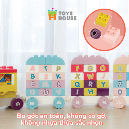 Bộ đồ chơi lắp ghép Đoàn tàu học số và chữ cái 65 chi tiết SMONEO Toyshouse 77014