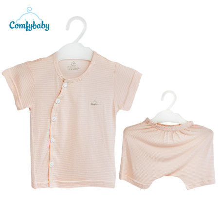 BỘ QUẦN ÁO CỘC CÀI CHÉO 100% COTTON LỤA COMFYBABY MÀU HỒNG QACF22042021