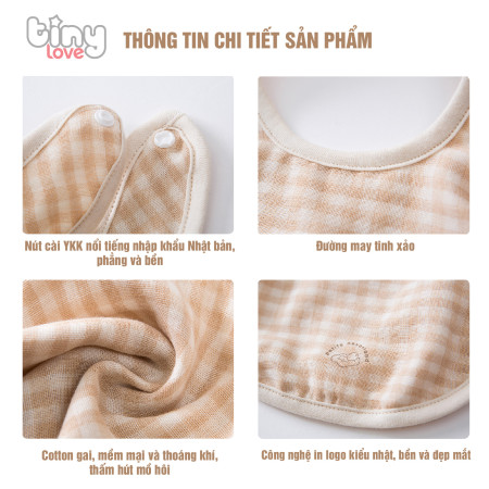 Yếm chữ U giữ ấm cổ 100% ORGANIC cotton Tinylove, màu be
