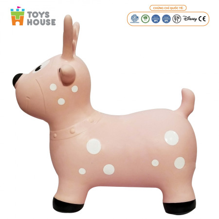 Thú Nhún Bơm Hơi Hình Tuần Lộc hồng Toys House TH319-PA14184