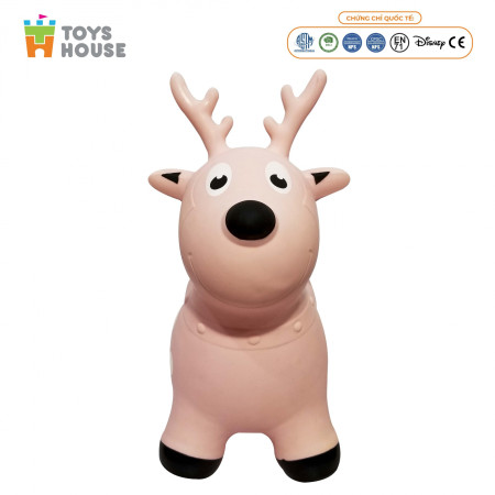 Thú Nhún Bơm Hơi Hình Tuần Lộc hồng Toys House TH319-PA14184