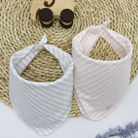 Set 2 Yếm giữ ấm cổ tam giác Comfybaby CF1120-YTG2 cho bé sơ sinh - 1 tuổi 100% cotton 2 lớp set màu hồng ghi