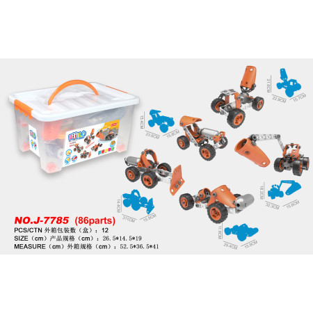 J-7785 - Đồ chơi giáo dục Steam - Bộ đồ chơi lắp ghép Build&Play máy móc xây dựng 86 chi tiết Toyshouse , có hộp nhựa, có pin