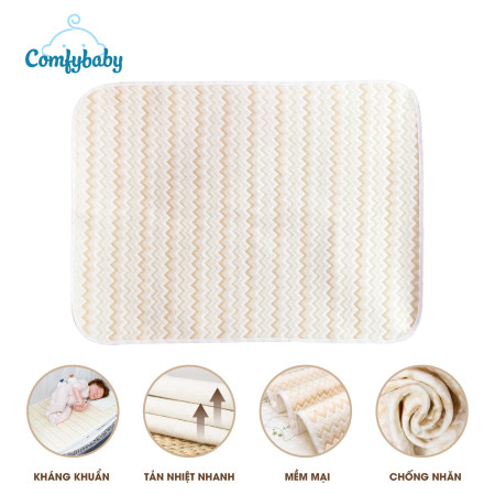 Tấm lót chống thấm thay tã cho bé 4 lớp Organic Comfybaby, kích thước 50*70cm