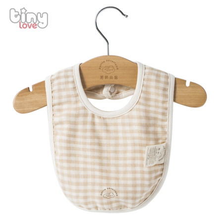 Yếm chữ U giữ ấm cổ 100% ORGANIC cotton Tinylove, màu be kẻ karo