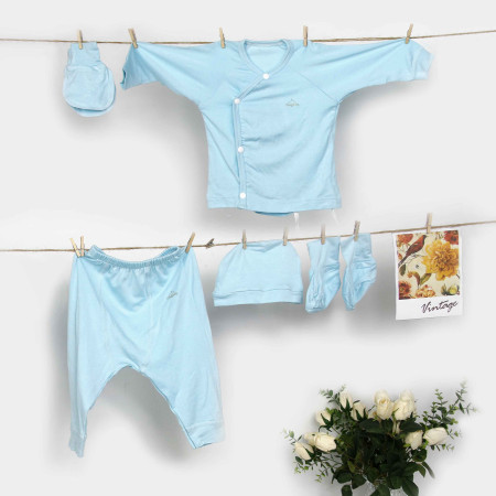 Set quần áo sơ sinh 5 món Comfybaby CF1020-SET5 chất modal làm từ sợi cây sồi siêu mềm và thoáng khí kháng khuẩn màu xanh