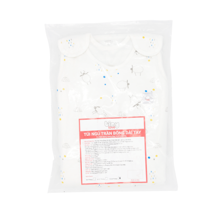 Túi ngủ mùa đông Tinylove TL1020-TNN cotton trần bông, khóa kéo bên hông,màu trắng họa tiết cho bé.