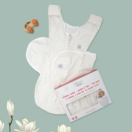 Nhộng chũn kiêm quấn ủ và túi ngủ cho bé 3 trong 1 TinyLove TL1020-CC01 màu be kẻ sọc
