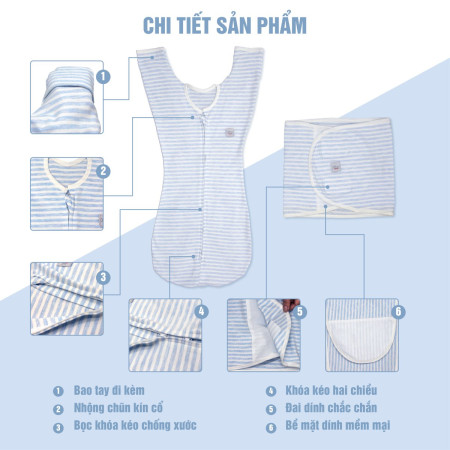 Nhộng chũn kiêm quấn ủ và túi ngủ cho bé 3 trong 1 TinyLove TL1020-CC01 màu hồng kẻ sọc