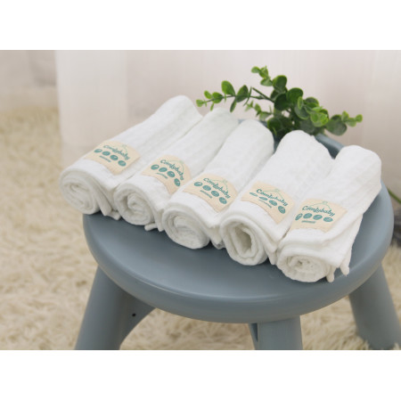 Made in Việt Nam - Set 5 khăn rửa mặt vải xô cho bé sơ sinh và gia đình - 100% Cotton cao cấp Comfybaby hàng xuất khẩu