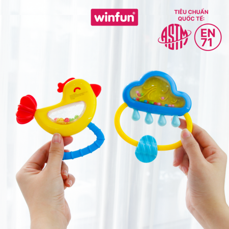 Set 3 đồ chơi xúc xắc cầm tay, gặm nướu chủ đề cầu vồng và mưa - Winfun 3030-NL